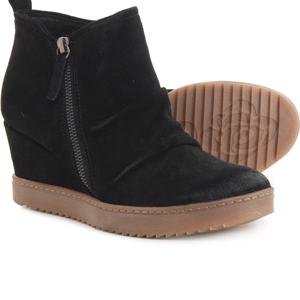 Sofft Black Suede Ankle Booties with Wedge